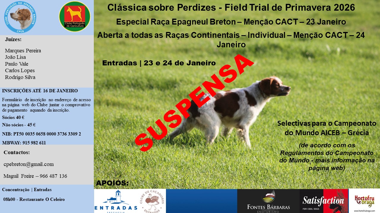 Provas de Primavera 2026 - Entradas - Selectivas Campeonato Mundo AICEB